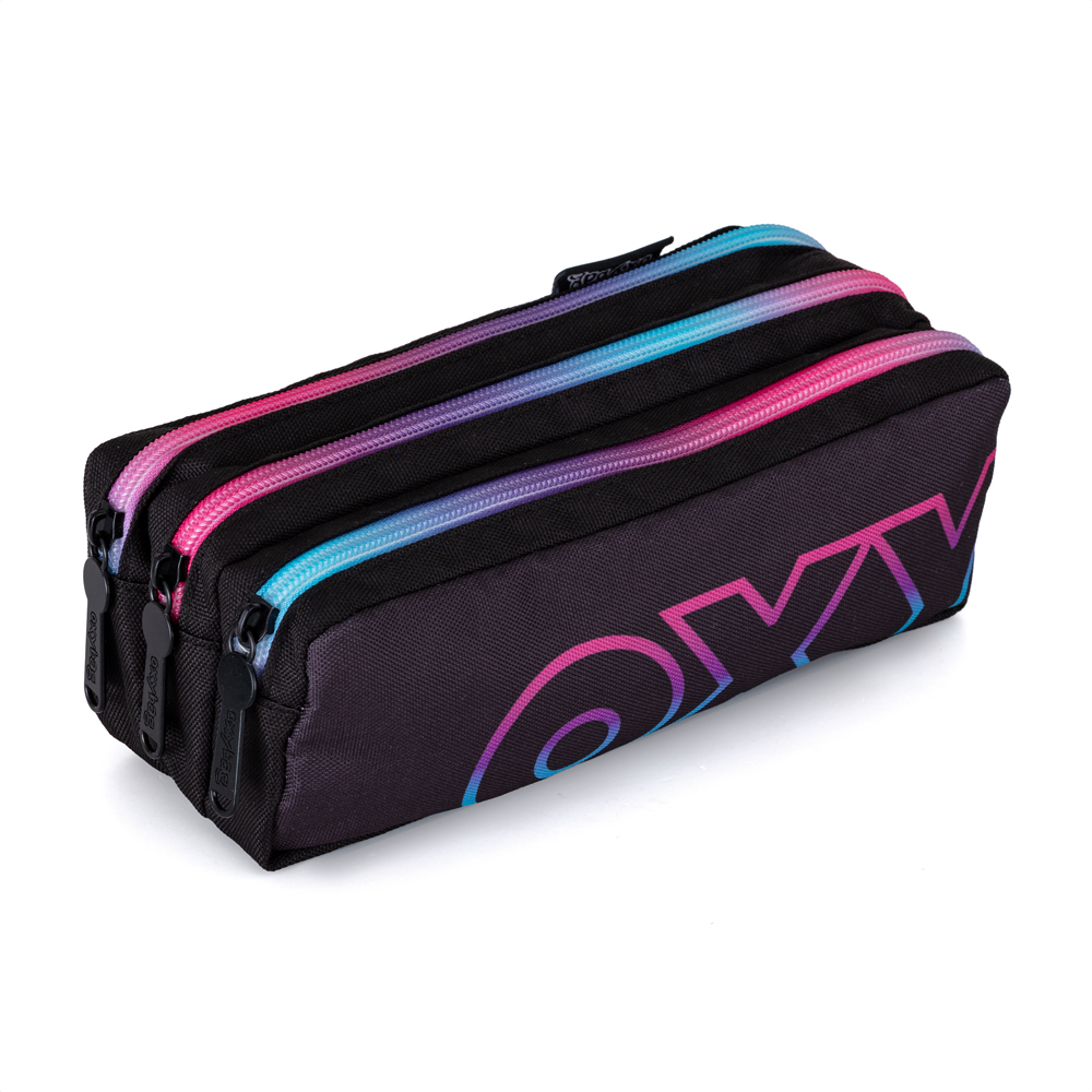 Pouzdro etue 3 zipy Rainbow Pink